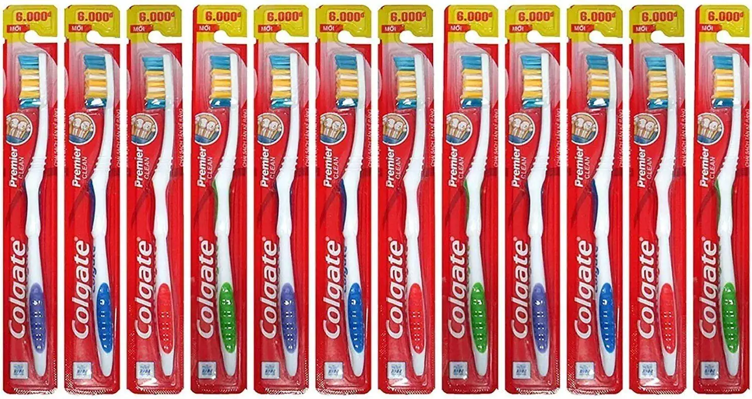 022 Colgate Premier Classic Clean Medium Toothbrush - 12 Pack - Image 1
