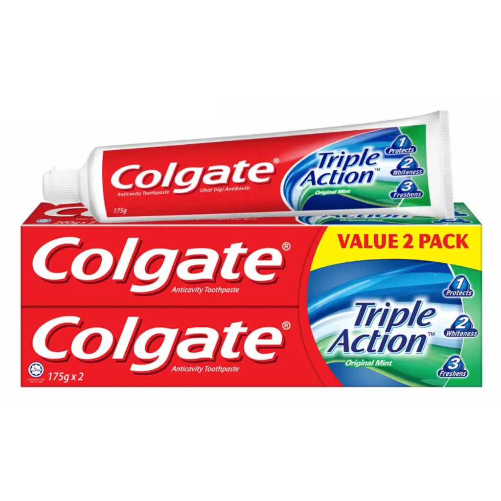 Colgate Triple Action Toothpaste, Mint 2.5 Oz. - 2 Pack