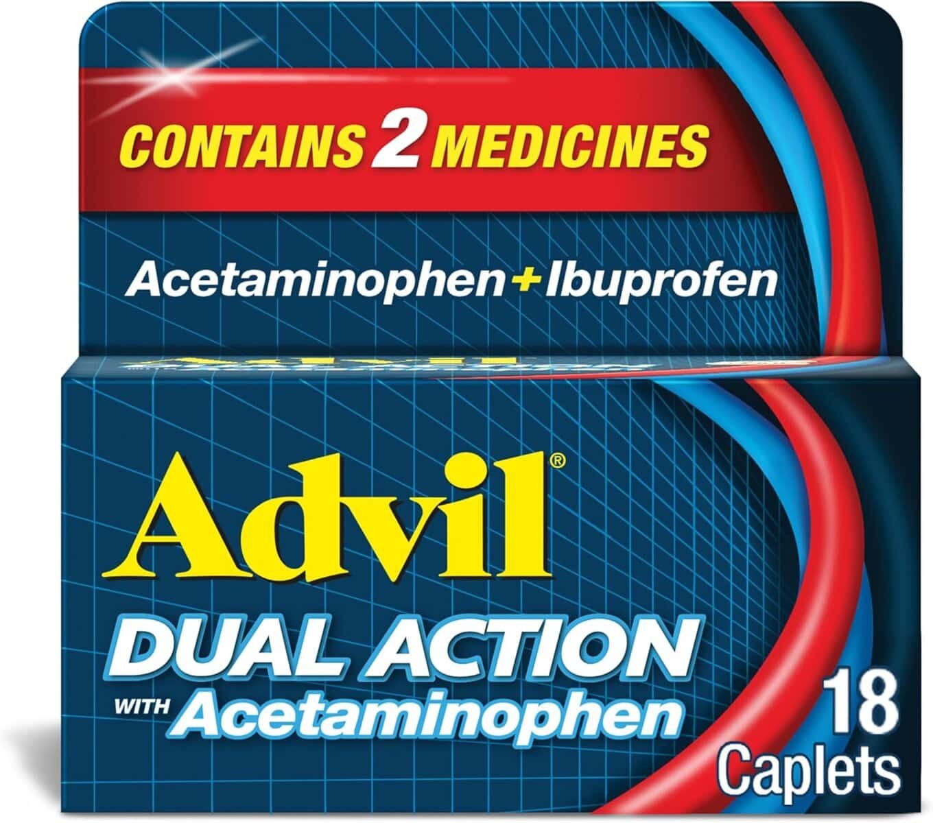 22 Advil Dual Action Coated Caplets with Acetaminophen - 18 Count - Image 1