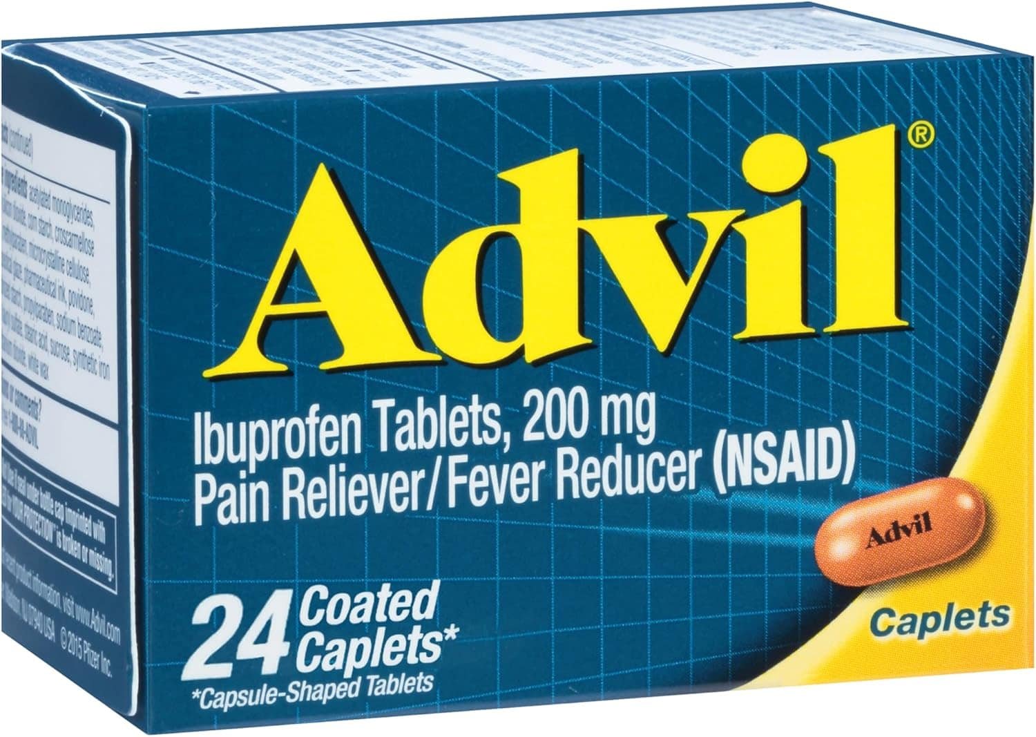 Advil Coated Caplets Pain Reliever and Fever Reducer 200 Milligram - 24 Count
