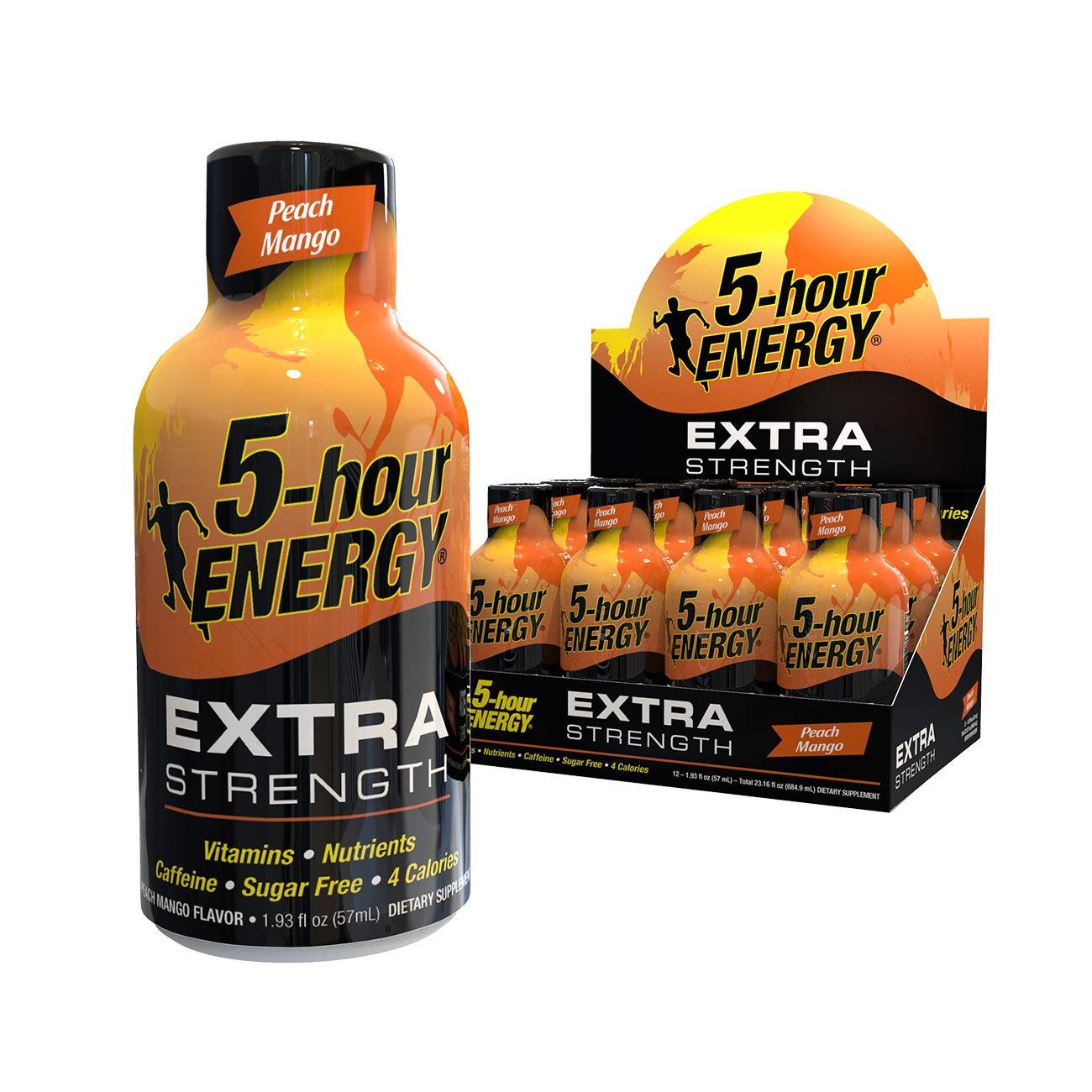 12 Count 5-hour ENERGY Shot, Extra Strength Peach Mango, 1.93 Ounce