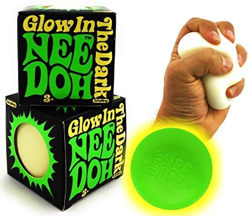 51dYsE6Wn3L Schylling NeeDoh Glow in The Dark The Groovy Glowing Glob - Squishy, Squeezy, Stretchy Stress Balls - Set of 2 – Image 1