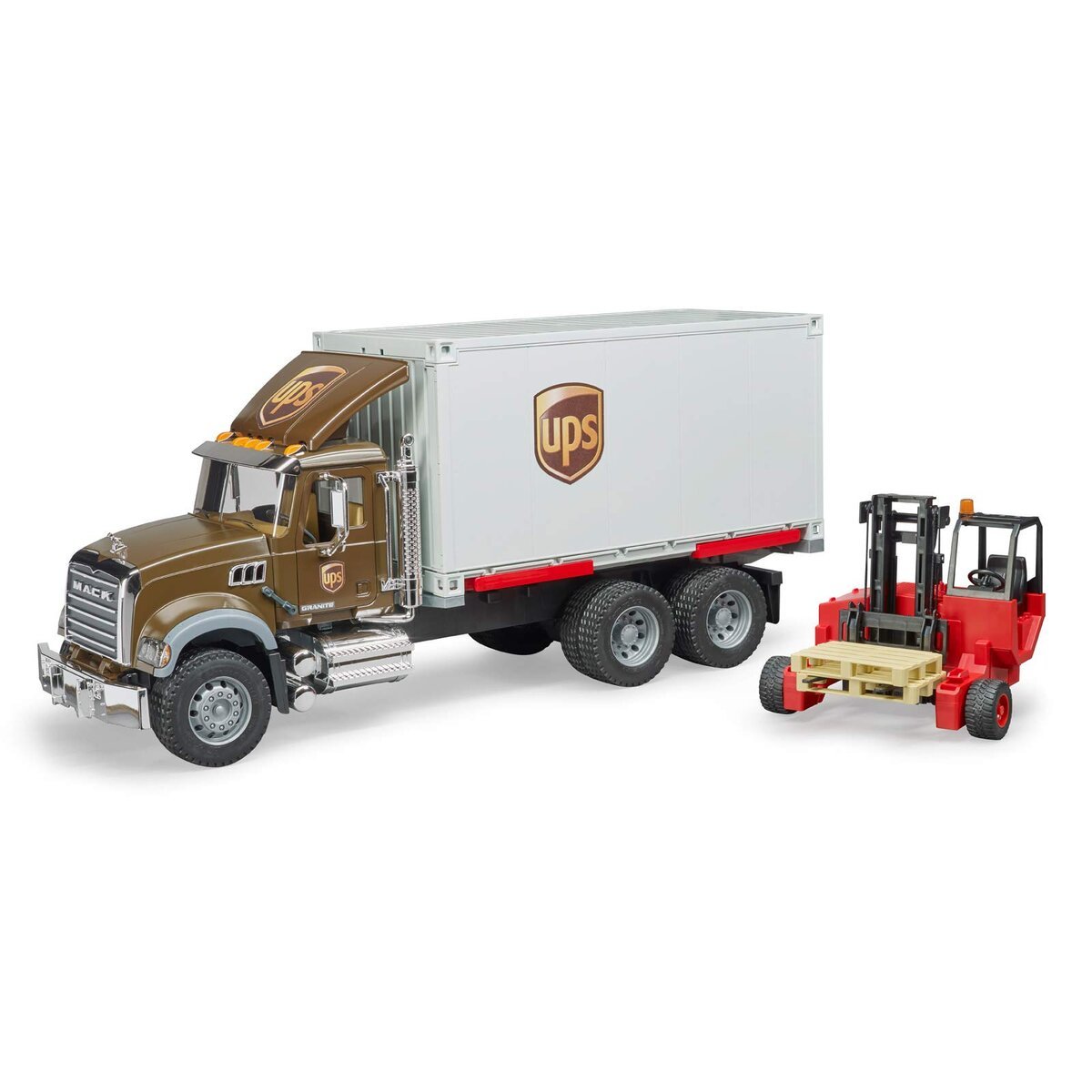 Bruder 02828 Mack Granite UPS Logistics Truck with Forklift
