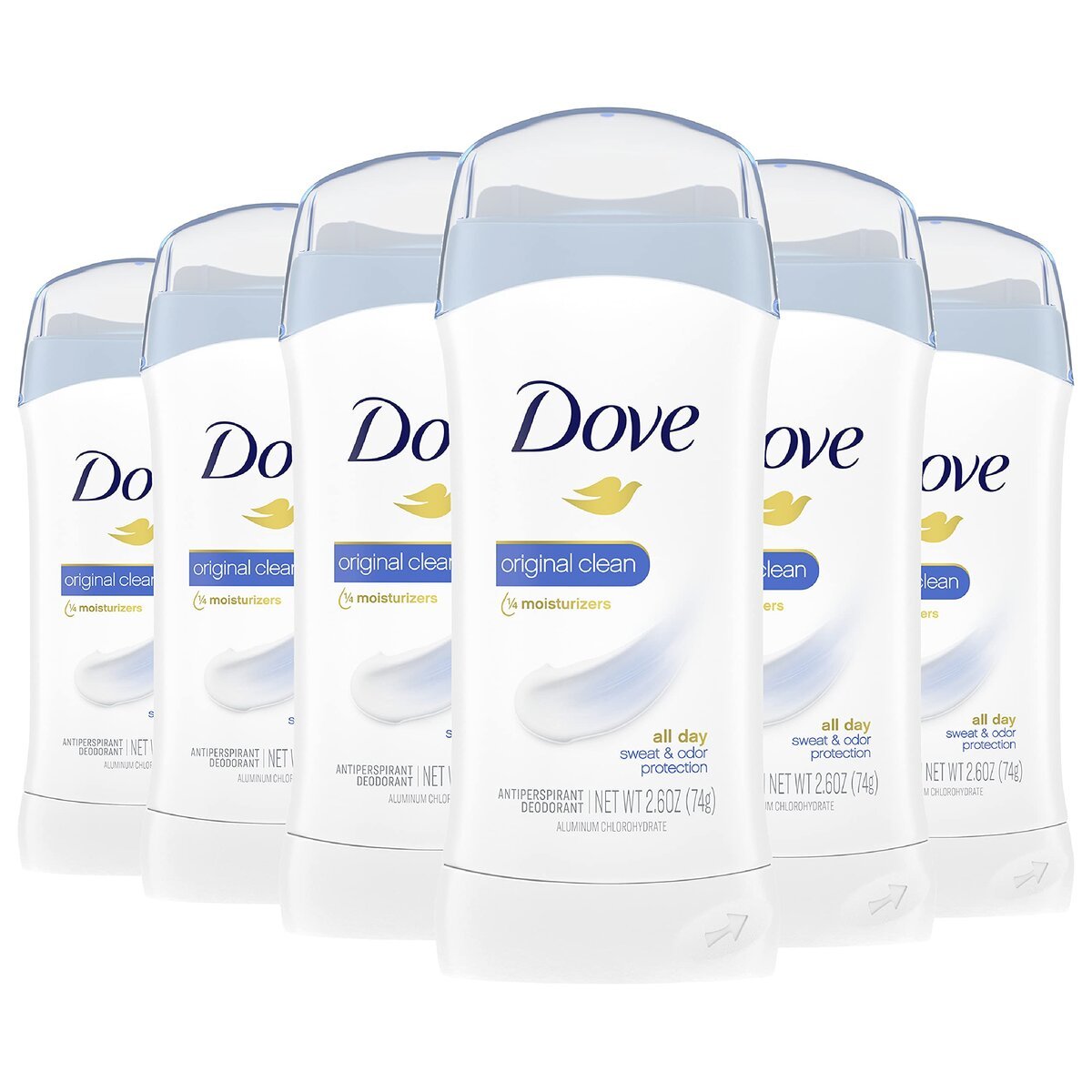 Dove Invisible Solid Antiperspirant Deodorant Stick for Women, Original Clean 2.6 oz - 6 Pack