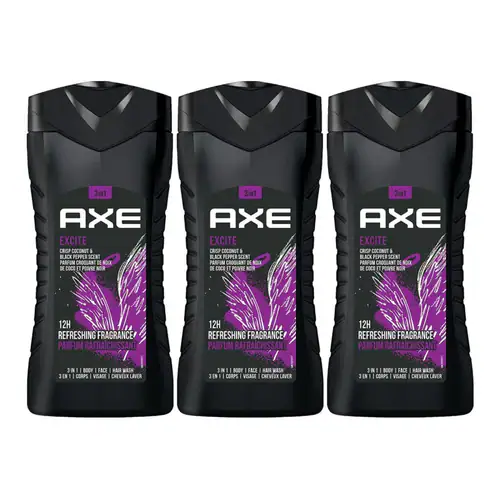 3 Pack Axe Body Wash 250 ML Excite