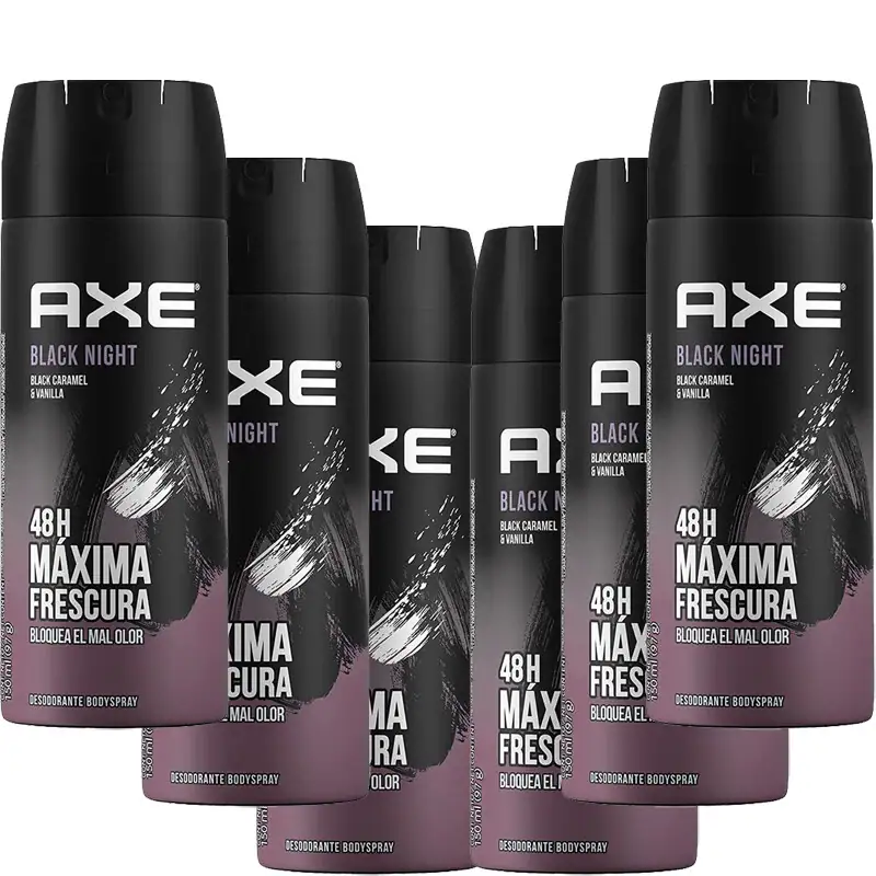 6 Pack AXE Deodorant Spray 150ML Black Night