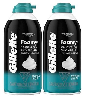 Gillette Foamy Sensitive Shave Foam for Men 11 Oz. - 2 Pack