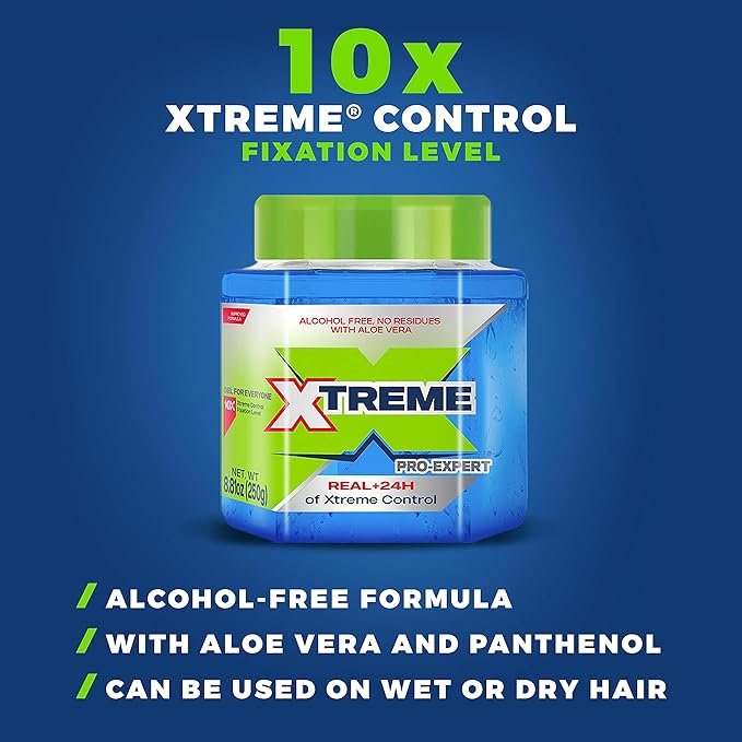 Xtreme Pro-Expert Blue Styling Hair Gel, 24-Hours Control With Aloe Vera, 8.81 oz Jar Xtreme Pro-Expert Blue Styling Hair Gel - 8.81 Oz. – Image 1