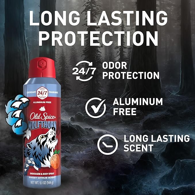 OLD SPICE BODY SPRAY 140ML wolfthron Old Spice Body Spray for Men Wolfthorn - 5.1 Oz. – Image 1